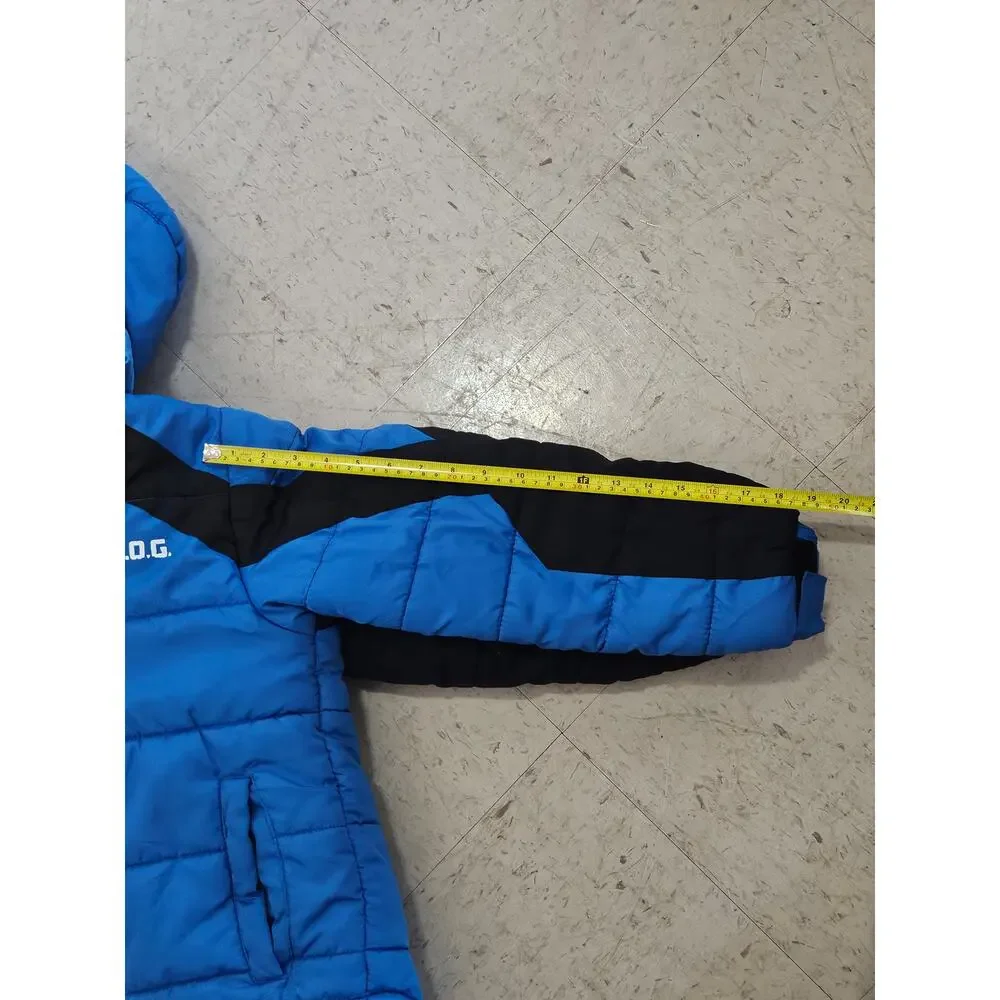 F.O.G. by London Fog Boys Blue Black Hooded Puffer Winter Jacket M 10-12